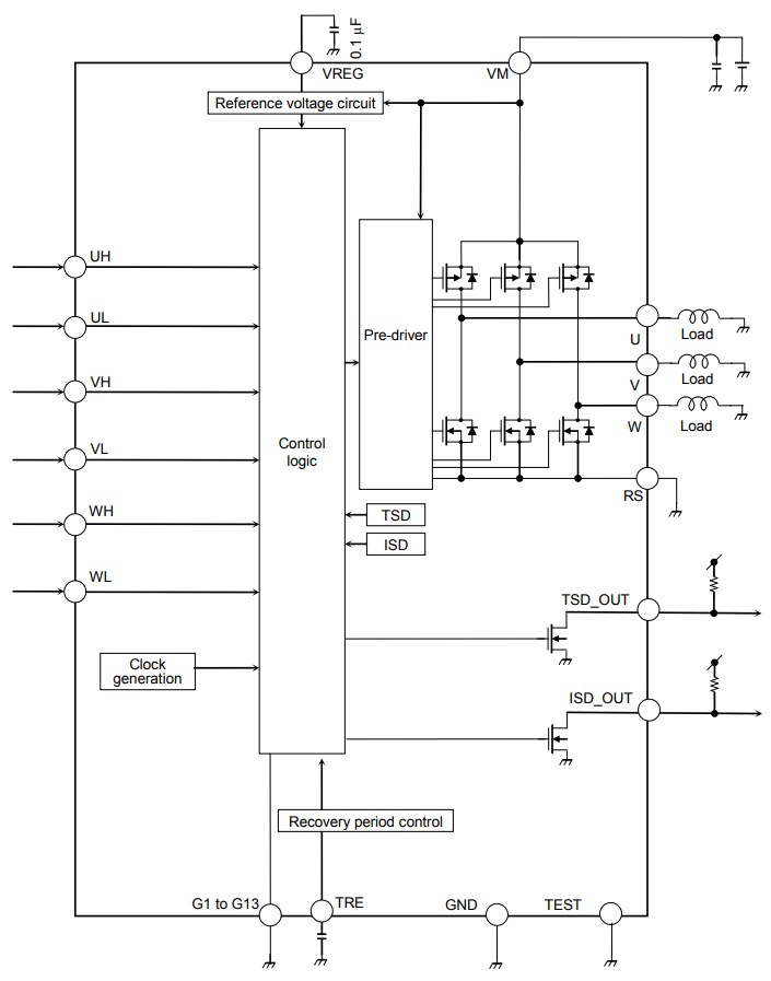 Application Circuit Diagram - Toshiba TB67Z800FTG Half-Bridge Driver
